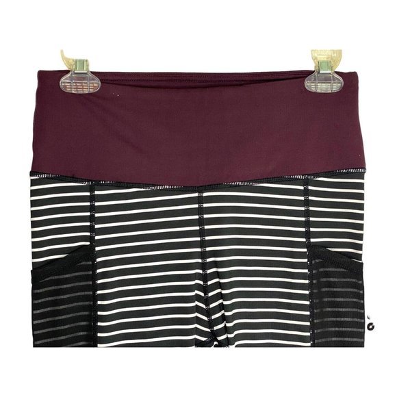 Mono B Stretch‎ Yoga Workout Athletic Legging Pants Stripe Mesh Pockets Med NWT - Picture 7 of 7